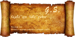 Gyüge Sándor névjegykártya